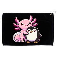 Cute Axolotl Hugging Penguin Grommeted Golf Towel