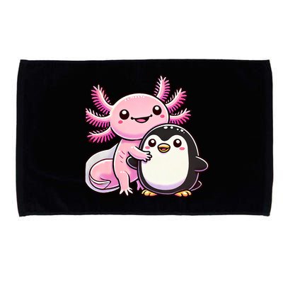 Cute Axolotl Hugging Penguin Microfiber Hand Towel