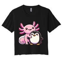 Cute Axolotl Hugging Penguin Crop Top