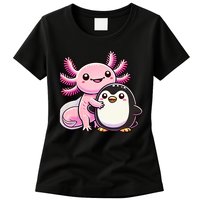 Cute Axolotl Hugging Penguin Womens T-Shirt