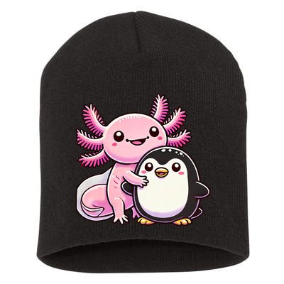 Cute Axolotl Hugging Penguin Short Acrylic Beanie