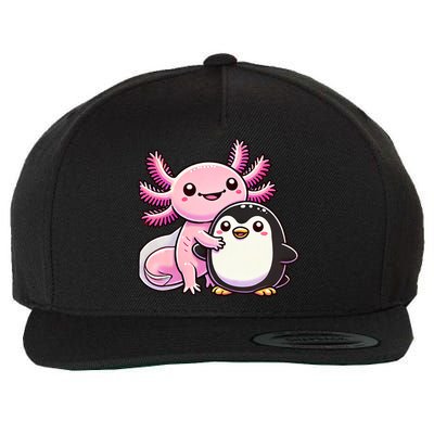 Cute Axolotl Hugging Penguin Wool Snapback Cap