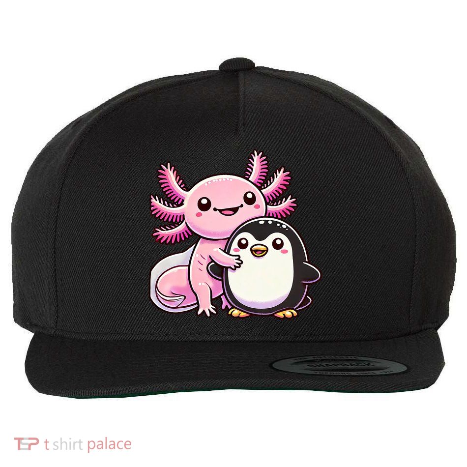 Cute Axolotl Hugging Penguin Wool Snapback Cap