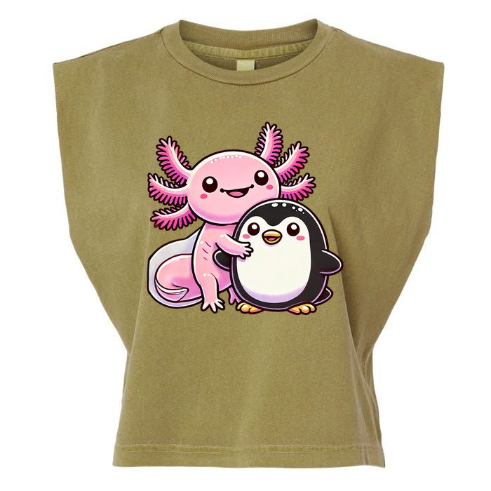 Cute Axolotl Hugging Penguin Garment-Dyed Women's Muscle Tee