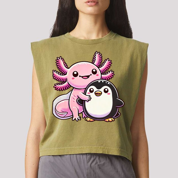 Cute Axolotl Hugging Penguin Garment-Dyed Women's Muscle Tee