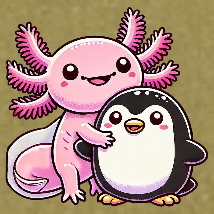 Cute Axolotl Hugging Penguin Garment-Dyed Women's Muscle Tee