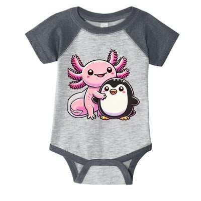 Cute Axolotl Hugging Penguin Infant Baby Jersey Bodysuit