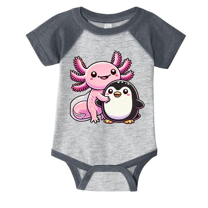 Cute Axolotl Hugging Penguin Infant Baby Jersey Bodysuit