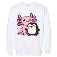 Cute Axolotl Hugging Penguin Garment-Dyed Sweatshirt
