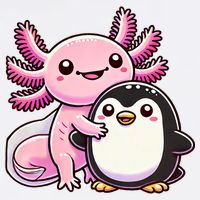 Cute Axolotl Hugging Penguin Garment-Dyed Sweatshirt