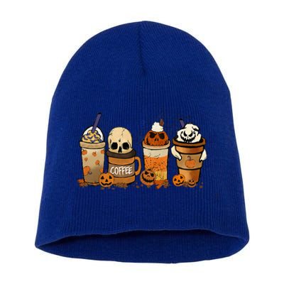 Coffee And Horror Movies Scary Halloween Coffee Lover Short Acrylic Beanie