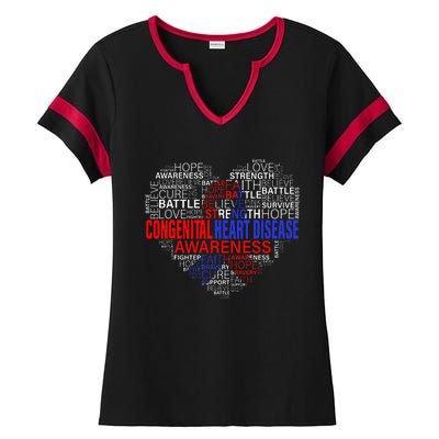 CHD Awareness Heart Disease Fighting Hope Support Warrior Ladies Halftime Notch Neck Tee