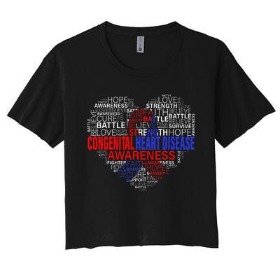 CHD Awareness Heart Disease Fighting Hope Support Warrior Women's Crop Top Tee