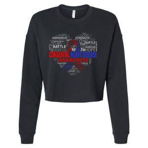 CHD Awareness Heart Disease Fighting Hope Support Warrior Cropped Pullover Crew