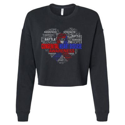 CHD Awareness Heart Disease Fighting Hope Support Warrior Cropped Pullover Crew