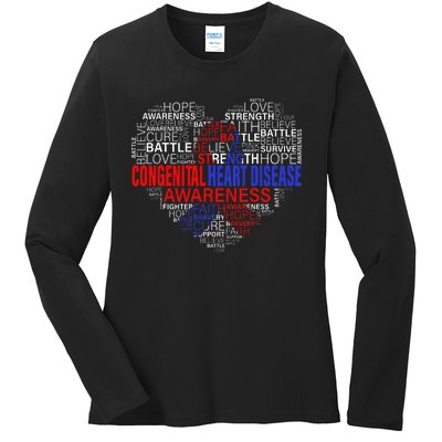 CHD Awareness Heart Disease Fighting Hope Support Warrior Ladies Long Sleeve Shirt