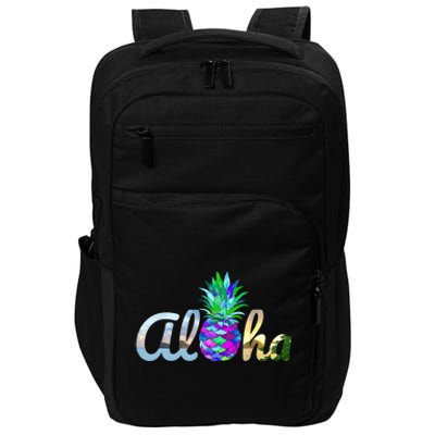 Cute Aloha Hawaii Pineapple Mermaid Purple Girl Wo Impact Tech Backpack