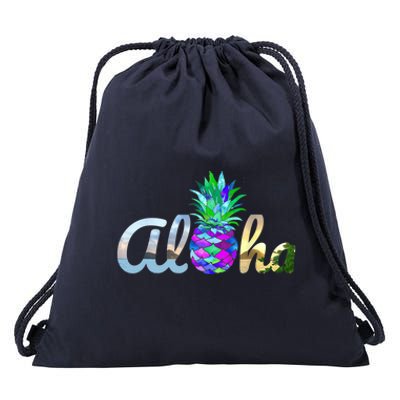 Cute Aloha Hawaii Pineapple Mermaid Purple Girl Wo Drawstring Bag