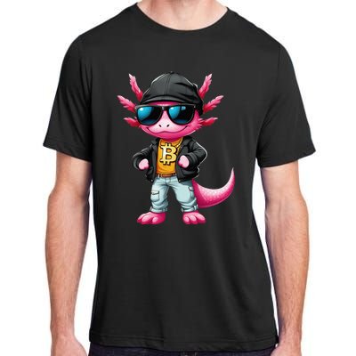 Cool Axolotl Hodler Sunglasses Neckless Bitcoin Adult ChromaSoft Performance T-Shirt