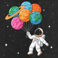 Cute Astronaut Holding Planet Balloons STEM Adult Drive Performance Visor