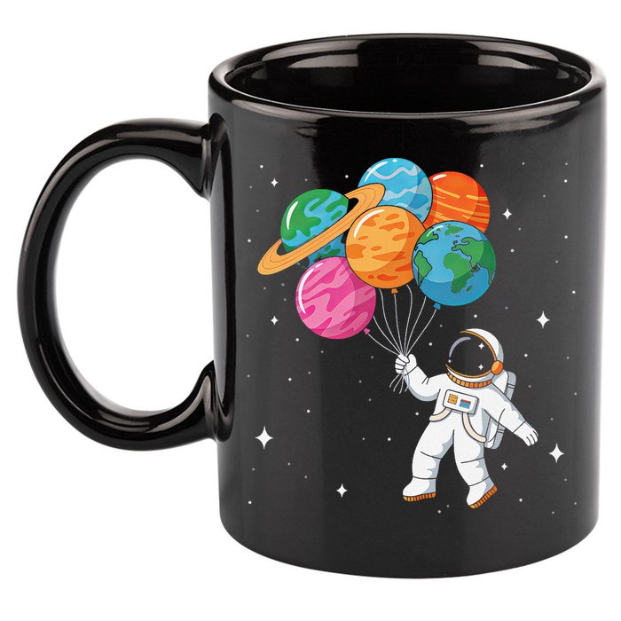 Cute Astronaut Holding Planet Balloons STEM 11oz C Handle Ceramic Mug