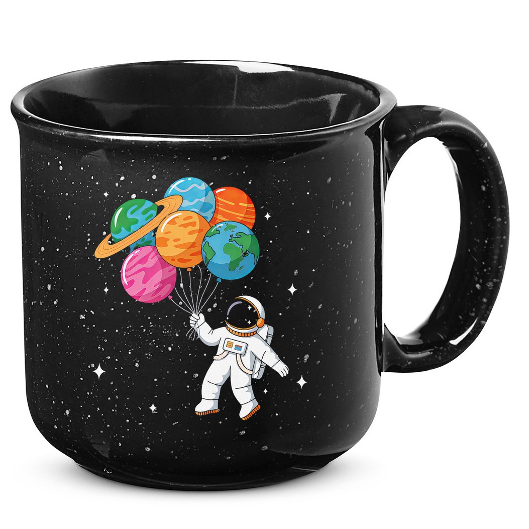 Cute Astronaut Holding Planet Balloons STEM 15oz Campfire Ceramic Mug