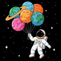 Cute Astronaut Holding Planet Balloons STEM Bag