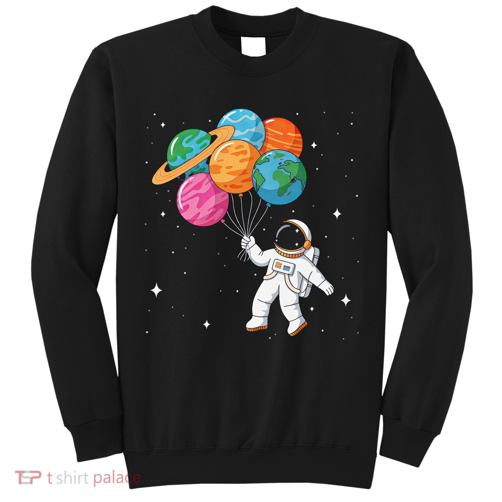 Cute Astronaut Holding Planet Balloons STEM Tall Sweatshirt