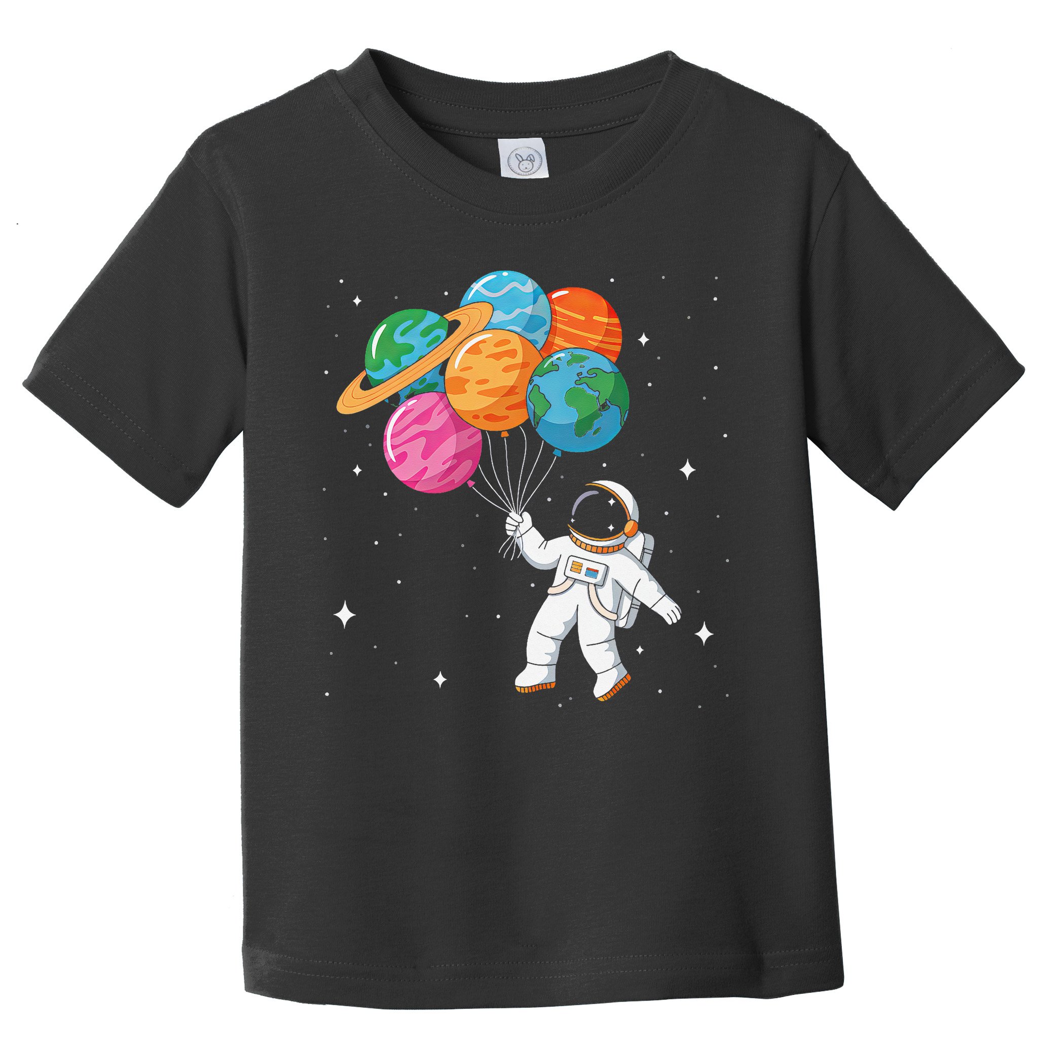 Cute Astronaut Holding Planet Balloons STEM Toddler T-Shirt