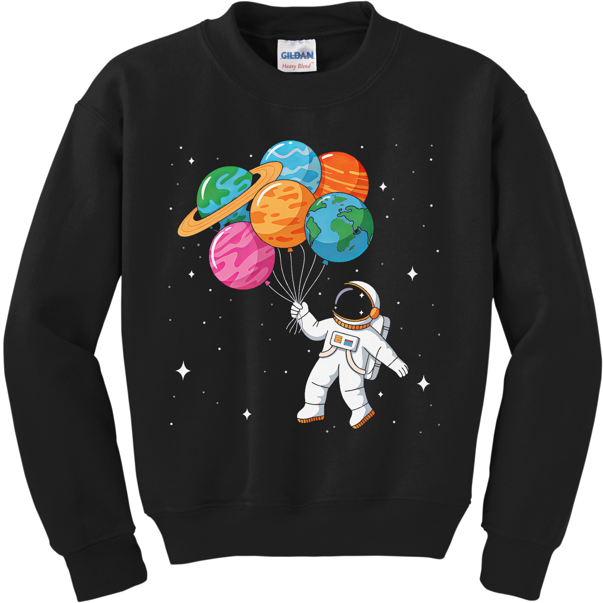 Cute Astronaut Holding Planet Balloons STEM Kids Sweatshirt