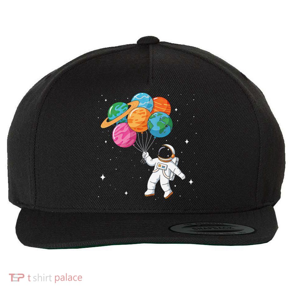 Cute Astronaut Holding Planet Balloons STEM Wool Snapback Cap
