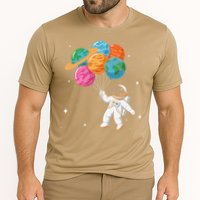Cute Astronaut Holding Planet Balloons STEM Cooling Performance Crew T-Shirt