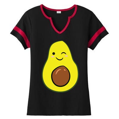 Cute Avocado Halloween Costume Kawaii Avocado Ladies Halftime Notch Neck Tee