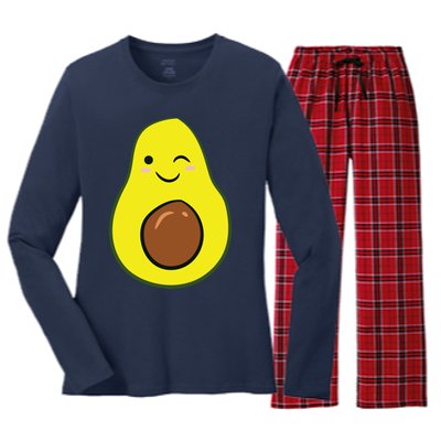 Cute Avocado Halloween Costume Kawaii Avocado Women's Long Sleeve Flannel Pajama Set 