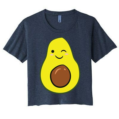 Cute Avocado Halloween Costume Kawaii Avocado Women's Crop Top Tee