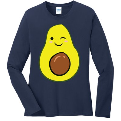 Cute Avocado Halloween Costume Kawaii Avocado Ladies Long Sleeve Shirt