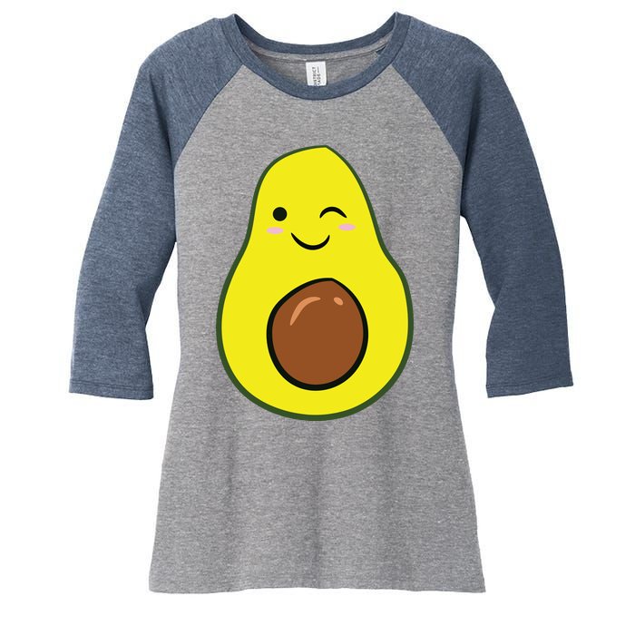 Cute Avocado Halloween Costume Kawaii Avocado Women's Tri-Blend 3/4-Sleeve Raglan Shirt