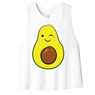 Cute Avocado Halloween Costume Kawaii Avocado Women's Racerback Cropped Tank