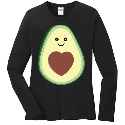 Cute Avocado Heart Love Ladies Long Sleeve Shirt