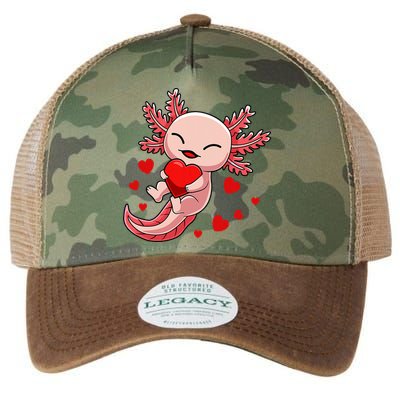 Cute Axolotl Heart Valentines Day Legacy Tie Dye Trucker Hat