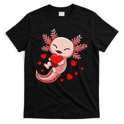 Cute Axolotl Heart Valentines Day T-Shirt