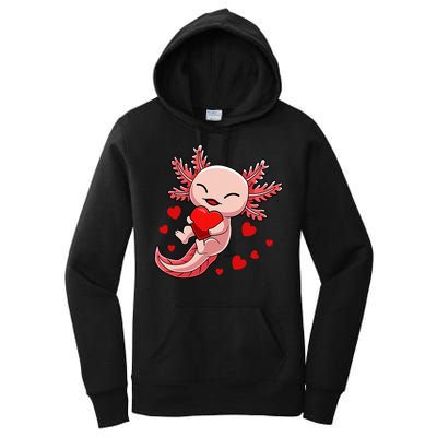 Cute Axolotl Heart Valentines Day Women's Pullover Hoodie