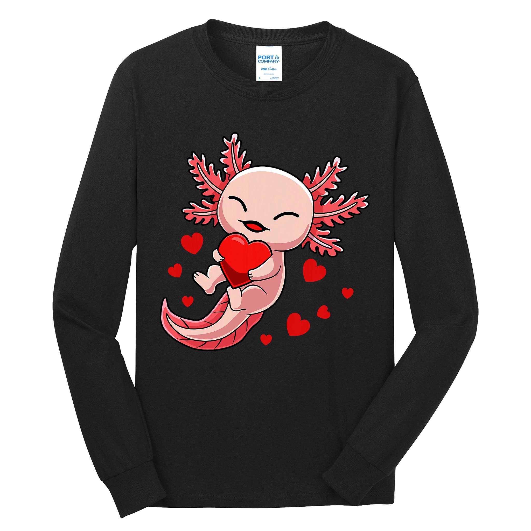 Cute Axolotl Heart Valentines Day Tall Long Sleeve T-Shirt