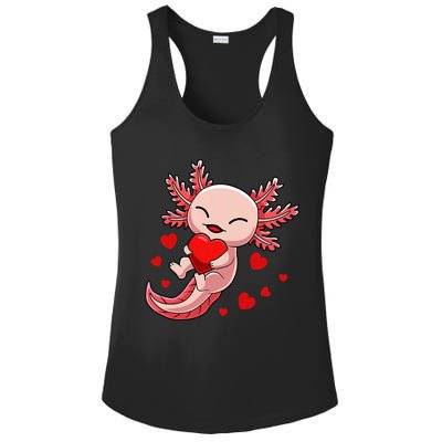 Cute Axolotl Heart Valentines Day Ladies PosiCharge Competitor Racerback Tank
