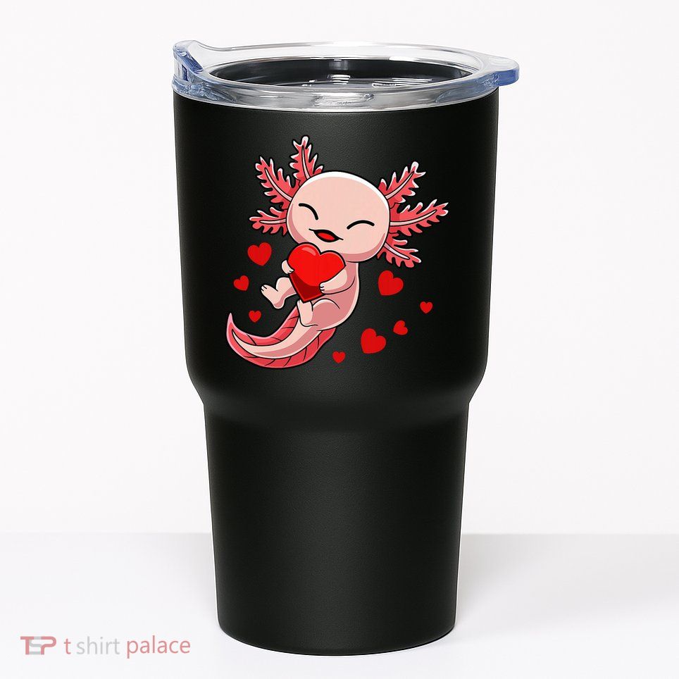 Cute Axolotl Heart Valentines Day Tumbler