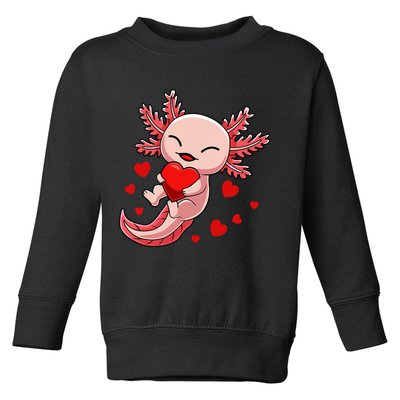 Cute Axolotl Heart Valentines Day Toddler Sweatshirt