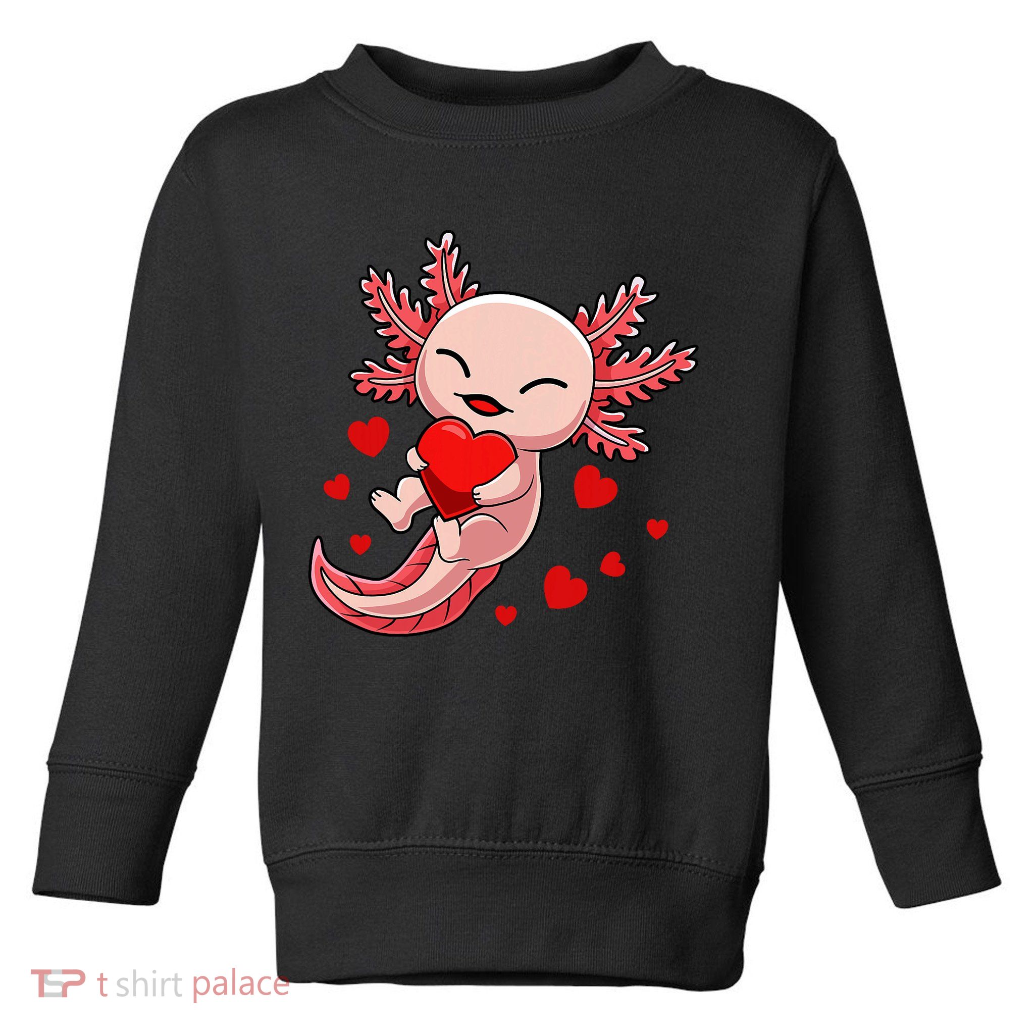 Cute Axolotl Heart Valentines Day Toddler Sweatshirt