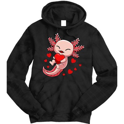 Cute Axolotl Heart Valentines Day Tie Dye Hoodie