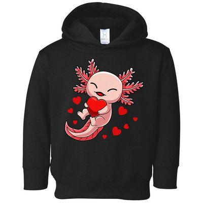 Cute Axolotl Heart Valentines Day Toddler Hoodie