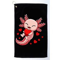 Cute Axolotl Heart Valentines Day Golf Towel